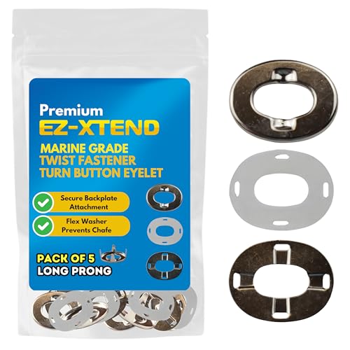 EZ-Xtend Marine Twist Fastener Turn Button Eyelet (Long Prong - 5 PK) - style: Long Prong - 5 PK