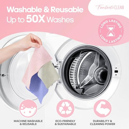 Fantasticlean Microfiber Cleaning Cloth Roll, Pink, 60 Pack, 8" x 8" - color: Pink