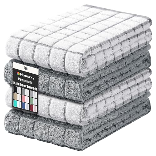 Homaxy Large Premium Cotton Kitchen Towels 16"x 28", 4 Pack, Grey - color: Grey, size: 16" X 28" - 4 Pack