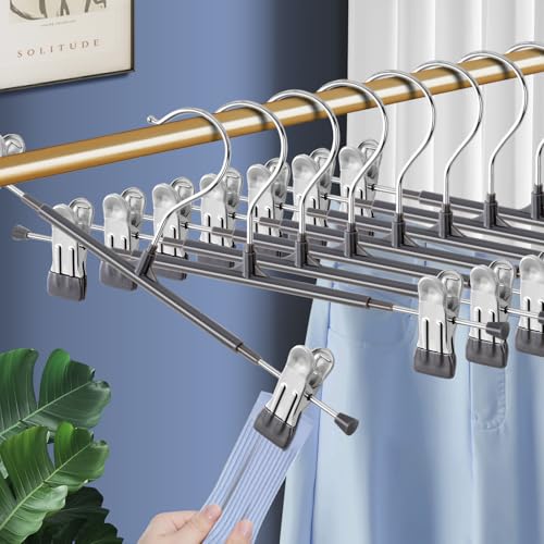 14 Inch Pants Hangers with Clips 20 Pack Skirt Hangers,Gray - color: Gray, size: 14Inch