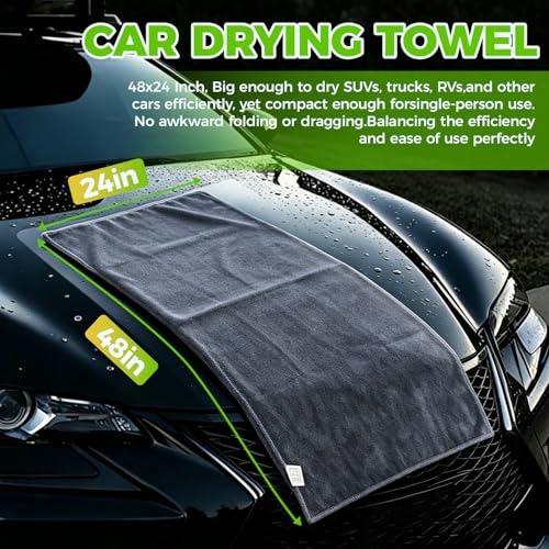 3-Piece Car Wash Kit: 2 Scratch-Free Chenille Microfiber Wash Mitts + 1 Large 400GSM Drying Towel, Lint-Free Auto Cleaning Set for Cars Trucks SUVs RVs