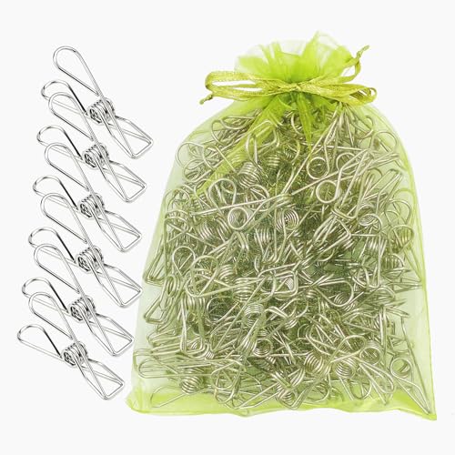 Stainless Steel Strong Laundry Pegs, 100 Pcs Metal Clothes Clips - color: Silver100