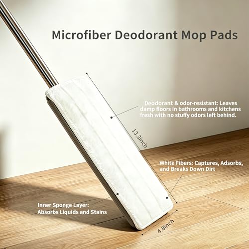 Flat Mop and Bucket System with Wringer Set, Wet Dry Separation Mop and Bucket Set for Hardwood, Vinyl Tile Floor, Wall Cleaner Mop for Household&Commercial Cleaning (Grey)