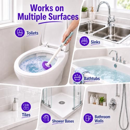 Disposable Toilet Bowl Cleaner Wand with Holder Set, Wall-Mounted