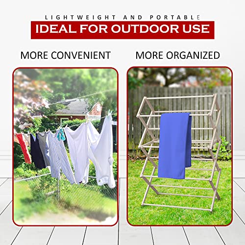 Peaceful Classics Wooden Folding Laundry Rack, 52" x 36" x 16" - size: Medium