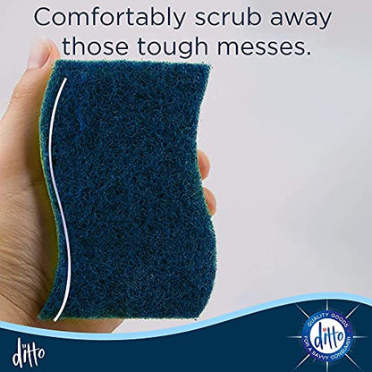 Ditto Non-Scratch Scrub Sponges (6 Pack) - Durable and Long Lasting - Safe On All Surfaces… - color: Blue