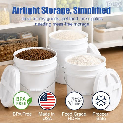 ePackageSupply 3.5 Gallon Bucket, Food-Grade w/Lid, BPA-Free, White, 1 Pack - color: White, size: 1 Pack