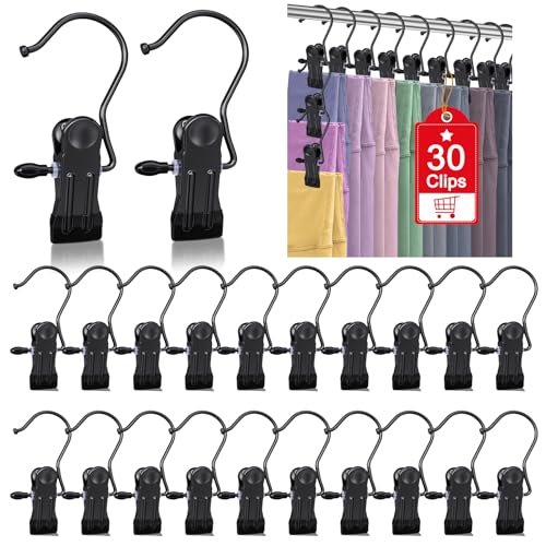 30 Pack Boot Hangers for Closet, Clips Hangers with Hooks, Clothes Pin - color: Black, size: 30pcs