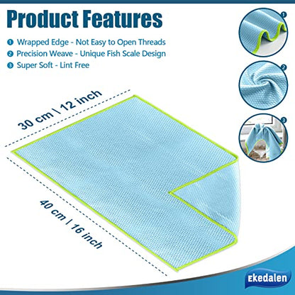 Ekedalen Microfiber Cleaning Cloth Lint Free Glass Polish, Light Grey - color: Light Grey