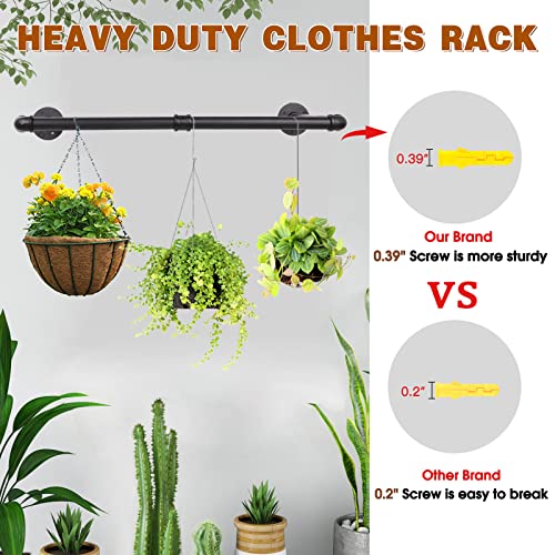Wall Mounted Clothes Rack - 48" Clothing Garment Rack - size: Black 48" x1 pcs(2Base)