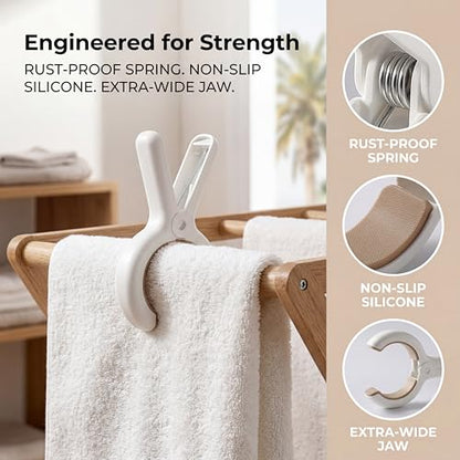 8 Pack Heavy Duty Beach Towel Clips, Large Windproof Clothespins