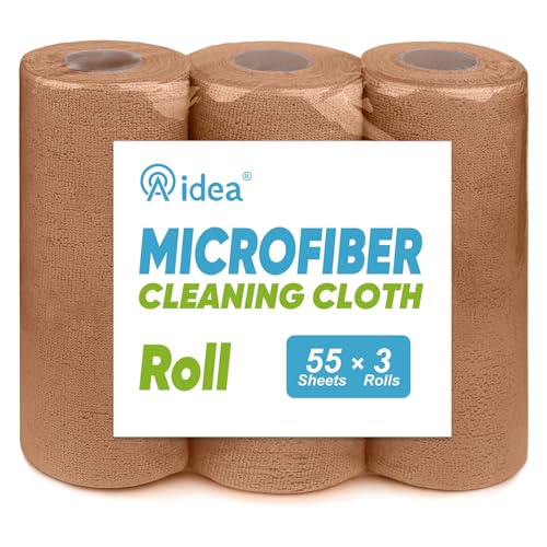 AIDEA Microfiber Cleaning Cloth-165 Sheets 3 Roll,Cleaning Rags 11×9" Brown - color: Brown, size: 55 Count (Pack of 3)