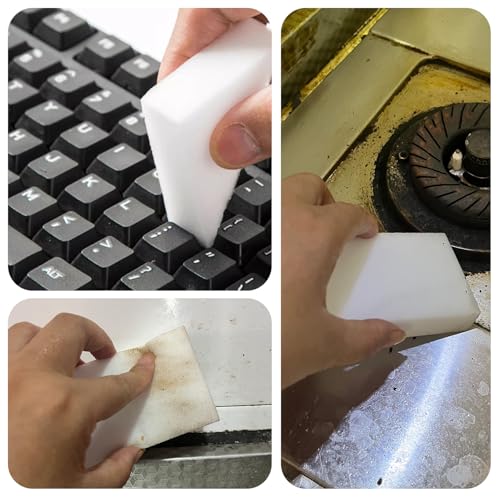 100 Pack Magic Sponges Cleaning Erasers, Long-Lasting Melamine Foam for Cleaners Bulk Cleaning, Melamine Sponges for Bathtubs, Floors, Baseboards, Bathrooms, and Walls