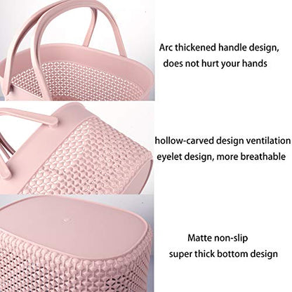 rejomiik 2 Pack Portable Plastic Shower Caddy Basket with Handles, Pink - color: Pink, size: 2 pack