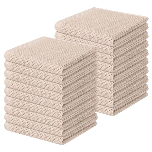 Homaxy 100% Cotton Waffle Weave Kitchen Dish Cloths 18-Pack, Beige - color: Beige, size: 12 X 12 - 18 Pack
