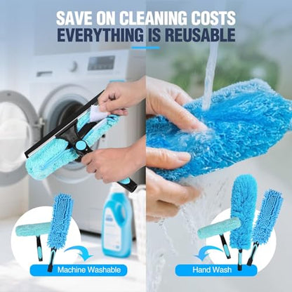Window Squeegee & Duster Set, 3 in 1 Kit - size: Cleaning Kit Only