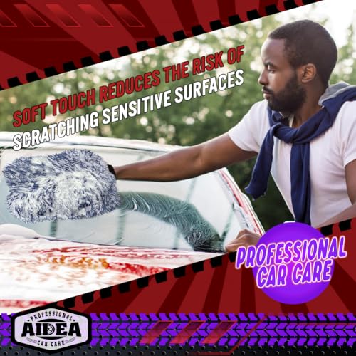 AIDEA Car Wash Mitt Microfiber, 1PK Wheel Cleaner Mitts, 7.12''X10.14'' - color: Dark Blue, size: 1PK-7.12''X10.14''