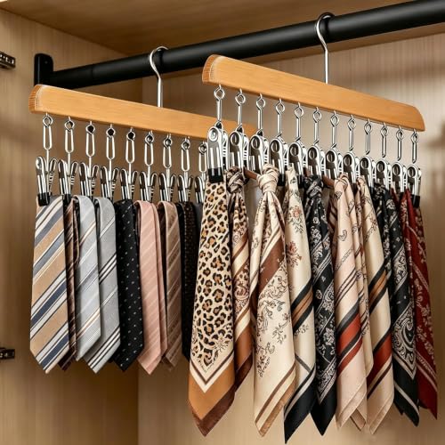 Clothes Hanger with 12 Metal Clips, 40 cm, Brown - color: Black