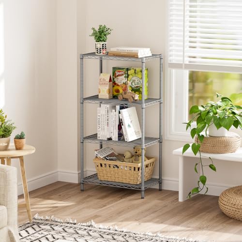 SINGAYE 4 Metal Shelves Wire Shelving Storage Shelf Adjustable Unit Pantry - color: Grey, size: 4 Tier 14"Dx24"Wx48"H