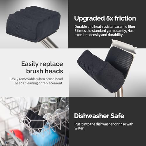 XUDAKAIXIN Grill Brush Bristle Free,Unique Wave pad for Cast Iron/Stainless-Steel Grates, (Only Replaceable Cleaning Head No Grill Brush) - color: Black-replaceable Head