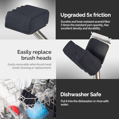 XUDAKAIXIN Grill Brush Bristle Free,Unique Wave pad for Cast Iron/Stainless-Steel Grates, (Only Replaceable Cleaning Head No Grill Brush) - color: Black-replaceable Head