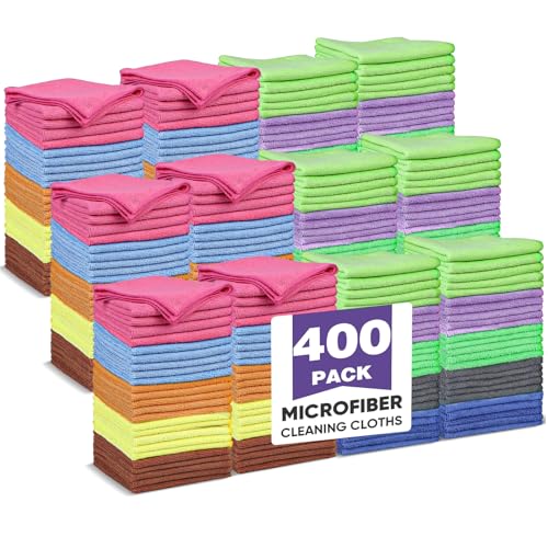 10 Colors Microfiber Cleaning Cloths, 400 Pack Assorted Cleaning Rags - color: 10 Colors, size: 400P