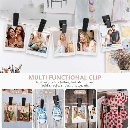 KISEER 40 Pcs Plastic Baby Hanger Clips Slim-line Finger Clips Set for Clothes Hanger Velvet Hanger (Black) - color: Black, size: 40 Pcs