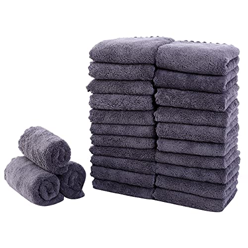 Sunny zzzZZ 24 Pack Kitchen Dishcloths - Does Not Shed Fluff - Reusable Dish Towels, Dish Cloths, Super Absorbent Coral Fleece Cleaning Cloths, Nonstick Oil Washable Fast Drying, 10 x 20 Inch (Grey) - color: Grey, size: 10 x 20 Inch
