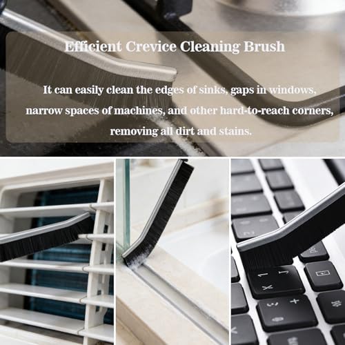 Crevice Cleaning Brush Set - Hard Bristle Scrub Brushes Tools, Small Gap Cleaning Brushes for Cars, Offices, Appliances, Ktichen, Bathroom, Window Grooves and Corners