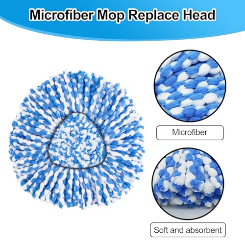 Spin Mop Handle Replacement for Ocedar, Mop Heads Replacements Compatible with RinseClean 2 Tank System,Include 2 Microfiber Mop Replace Heads,4 Section 30-58" Iron Mop Handle,1 Base and 1 Scrub Brush - size: 2 Tank