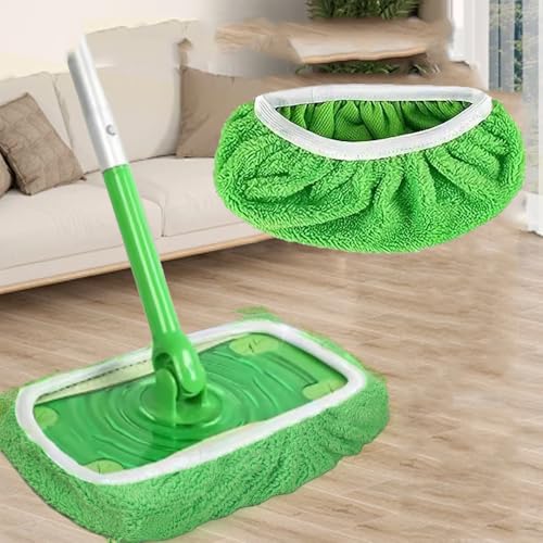2IN1 Reusable Mop Mat Floor Sweeping Mops Fill Household Cleaning Tools Dust Mop Cloth Dry and Wet Use Shoe Cover,22*9cm (Green,1pcs) - color: Green,1pcs