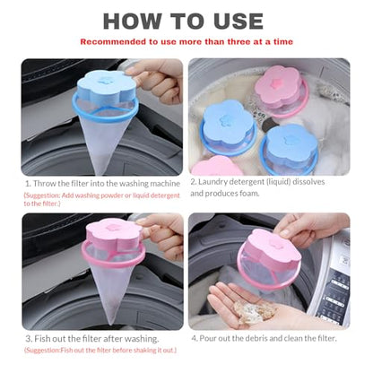 Pet Hair Remover for Laundry,Lint Catcher for Washing Machine, 2026 Upgraded Floating Hair Filter Mesh Removal, Cat and Dog Hair Washing Machine Catcher; 4 Piece