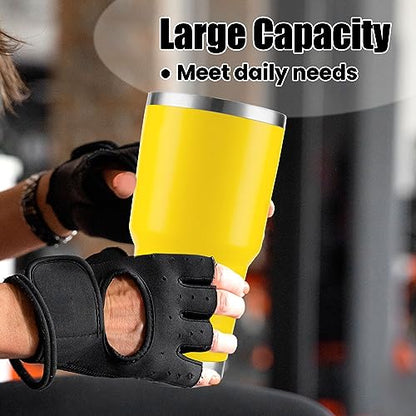 D·S 30oz Yellow Tumbler Double Wall Vacuum Insulated Travel Coffee Mug - color: Yellow