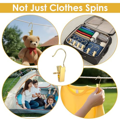 40 Pack Gold Boot Hangers for Closet, Pants Hangers with Clips Portable Travel Hanges Space Saving, Boot Clip Hooks for Hanging Clothes Pins Leggings Hangers Laundry Towels Hat Bra Socks Jean