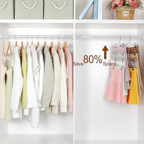TOPIA HANGER 4 Tier Metal Skirt Hangers with Clips 80% Space Saving 3 Pack - color: Black, size: 3 Pack
