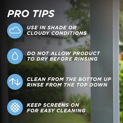 30 SECONDS Outdoor Window & Screen Concentrated Cleaner for Glass, Patio Doors, Fiberglass, Furniture - No Screen Removal Required, Spray & Rinse - Refill for Hose End Sprayer Bottles, 1.1 Gallon - size: 142 Fl Oz (Pack of 1)
