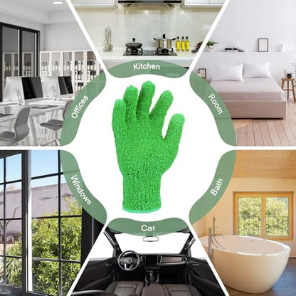 M METERXITY Dusting Gloves, Reusable Washable Mittens for Plants/House/Cars/Blinds Dusting, Leaf Cleaning Glove Mittens - color: Dark Green, size: 7 x 9.5 cm