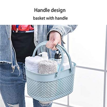 rejomiik Portable Plastic Shower Caddy Basket with Handles, Blue - color: Blue, size: 1 pack