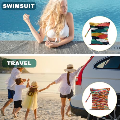 2 Pcs Wave Print Wet Bags, Wet Dry Bag Reusable for Swimsuit Makeup Bag - color: Multicolor 1489