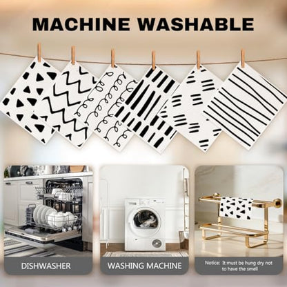 6 Pack Swedish Dishcloths Black White Kitchen Towels 18 - color: Multi 1521