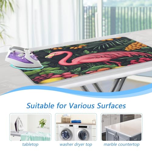 Ironing Mat Portable Ironing Pad Ironing Blanket for Table Top Heat Resistance Double-Side Using Travel Large 47.2 x 27.6 Inch Foldable Lightweight Cute Cartoon Flamingo and Tropical Fruits - color: Cute Cartoon Flamingo and Tropical Fruits