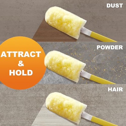 Heavy Duty Duster Refills for Swiffer Duster, 24 Count Yellow Refills with 1 Handle, Disposable Dusters for Cleaning Electronics, Furniture, Blinds - color: Yellow[handle]*1+yellow[refills(double-sided)]*24
