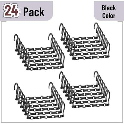 Mr. Pen- Bulk Space Saving Hangers for Clothes, 24 pcs, 5 Slots, Plastic - color: Black