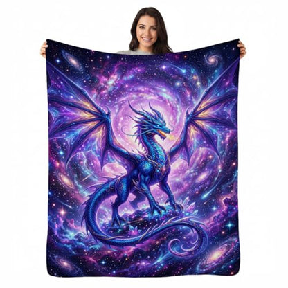 Cosmic Galaxy Dragon Blanket, Soft Flannel Fleece Throw 40" x 50" - color: Cosmic Galaxy Dragon, size: 40"x50"