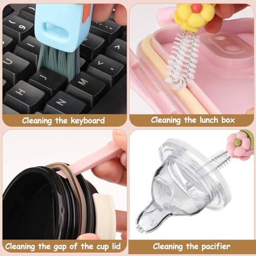 3 in 1 Cup Lid Cleaning Brush Set, Crevice Cleaning Brush and Straws Cleaning Brush, Multifunctional Portable Cup Lid Gaps Cleaning Brush, Tiny Cleaning Brush for Cleaning Water Bottle
