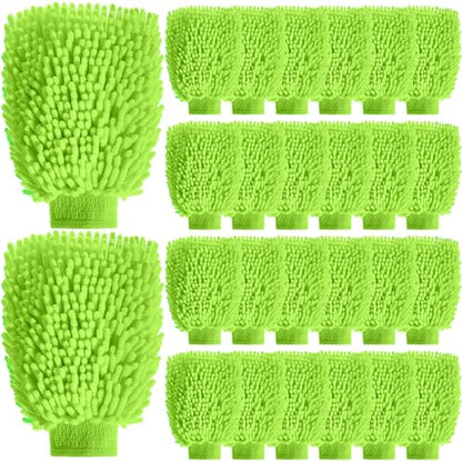 24 Pack Car Wash Mitts Bulk Microfiber Wash Mitts, Lime Green - color: Lime Green