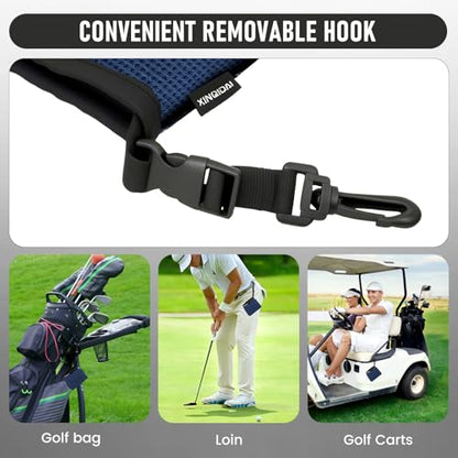 Waterproof Golf Club Cleaner Bag and Golf Ball Washer with Clip,Dark Blue - color: Dark Blue