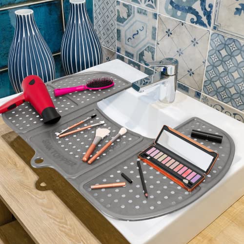 Sink Topper Bathroom Sink Cover for Counter Space, Large Silver - color: Silver, size: Large