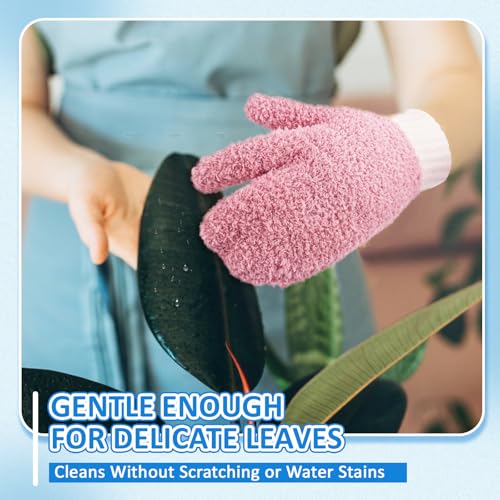 MIG4U Microfiber Dusting Gloves House Cleaning Glove for Blinds, Windows, Shutters, Furniture, and Car, Reusable Lint-Free Pink 2 Pairs S/M - color: Pink Mitten + Gloves