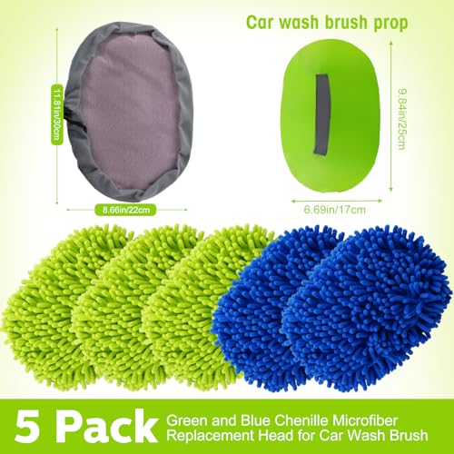 Layhit 5 Pcs Car Wash Mitt Set, Brush Not Included, Royal Blue and Green - color: Royal Blue and Green